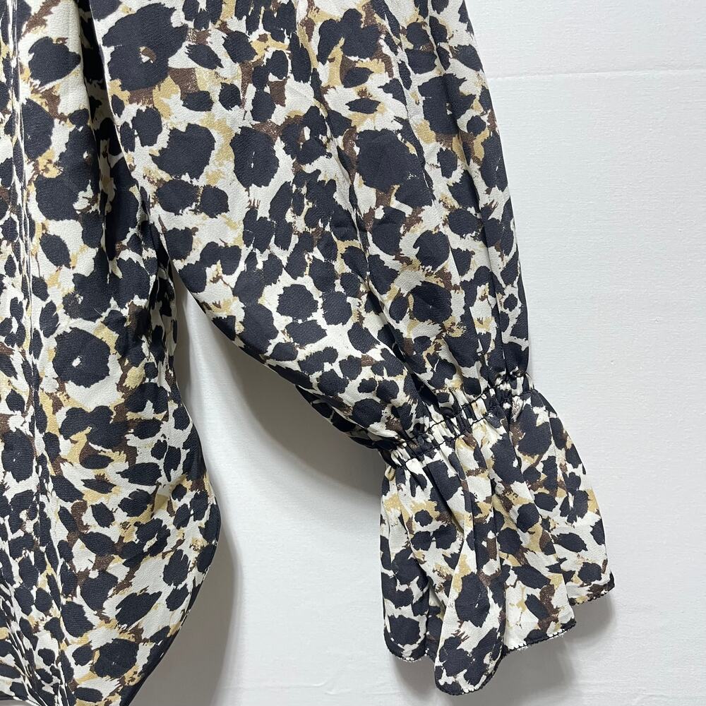 Sanctuary Leopard Abstract Top Puff Sleeves Boho Chic Size S - Picture 5 of 12